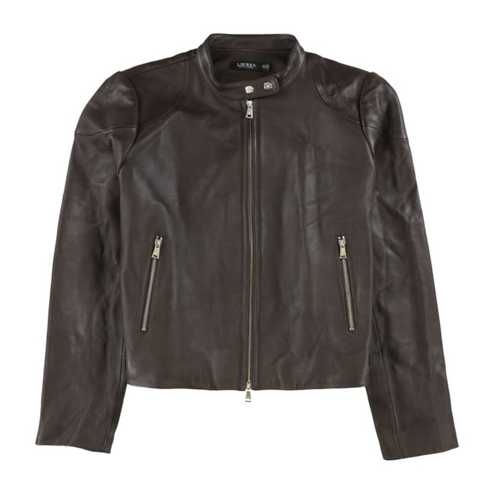 Ralph Lauren Womens Lamb Leather Jacket, Brown, 2XL, DM